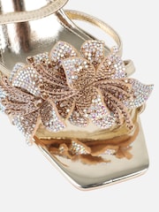 Simmi London Gold Polly Flower Detail Heeled Sandals - Image 4 of 4