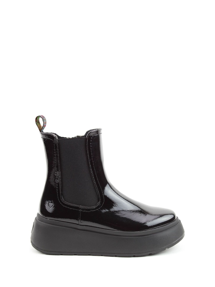 Heavenly Feet Patent Nera Ankle Black Boots - Image 1 of 6