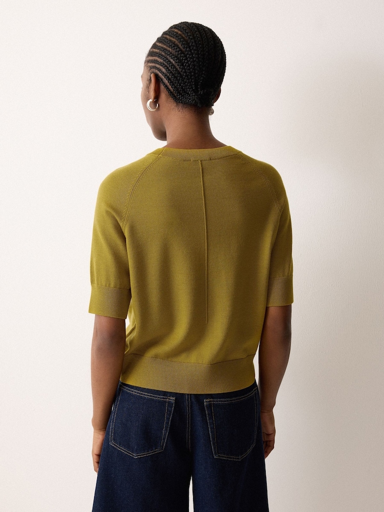 Jigsaw Green Fine Merino Raglan T-Shirt - Image 2 of 2