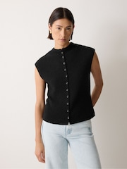 Jigsaw Black Micro Boucle Cap Sleeve Top - Image 1 of 2