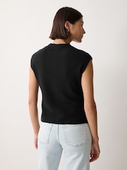 Jigsaw Black Micro Boucle Cap Sleeve Top - Image 2 of 2