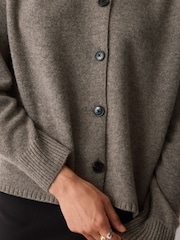 لون طبيعي - سترة كارديغان بياقة من مزيج الصوف من Jigsaw - Image 4 of 5