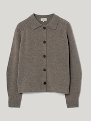 لون طبيعي - سترة كارديغان بياقة من مزيج الصوف من Jigsaw - Image 5 of 5