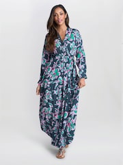 Gina Bacconi Blue Rosalee Belted Dress - Image 1 of 6