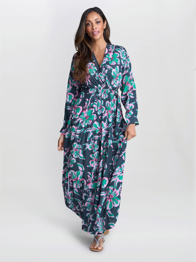Gina Bacconi Blue Rosalee Belted Dress - Image 1 of 6