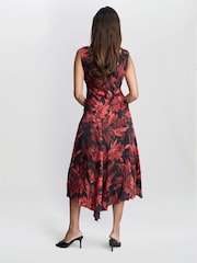 Gina Bacconi Red Aneesha Floral Midi Dress - Image 2 of 5