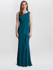 Gina Bacconi Green Jayden Crepe Maxi Dress - Image 1 of 5
