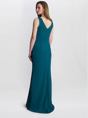Gina Bacconi Green Jayden Crepe Maxi Dress - Image 2 of 5