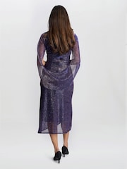Gina Bacconi Purple Ciara Metallic Knit Maxi Dress - Image 2 of 6
