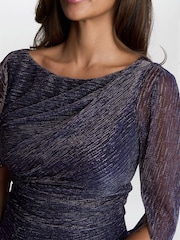 Gina Bacconi Purple Ciara Metallic Knit Maxi Dress - Image 4 of 6