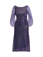 Gina Bacconi Purple Ciara Metallic Knit Maxi Dress - Image 6 of 6