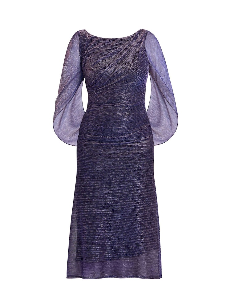 Gina Bacconi Purple Ciara Metallic Knit Maxi Dress - Image 6 of 6