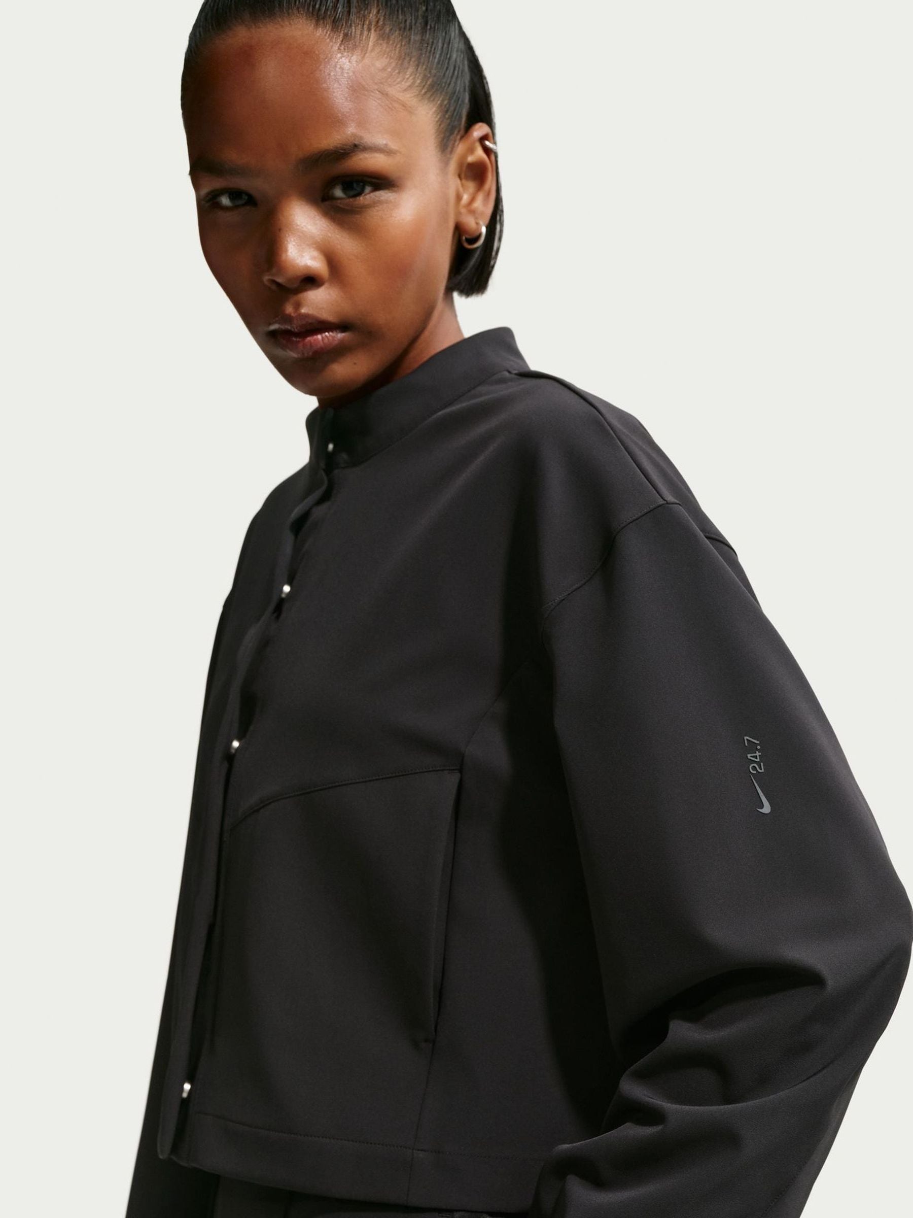 Buy Nike Black 24.7 Perfect Stretch Dri-FIT Cropped Trench Jacket