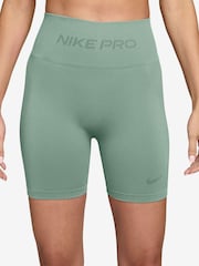 Nike Steam Green Pro Seamless Dri-FIT High-Waisted 5 Inch Cycling Shorts - Image 1 of 4