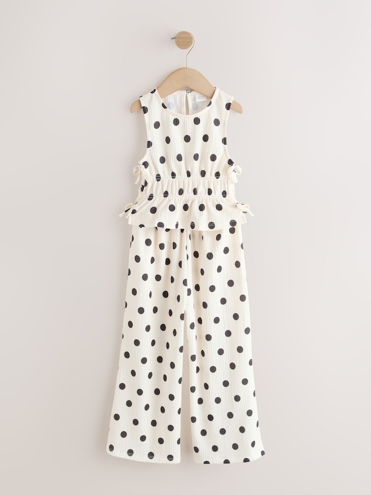 Monochrome Spot Top And Wide Leg Trousers Set (3-16yrs) - Image 1 of 6 Monochrome Spot Top And Wide Leg Trousers Set (3-16yrs) - Image 1 of 6