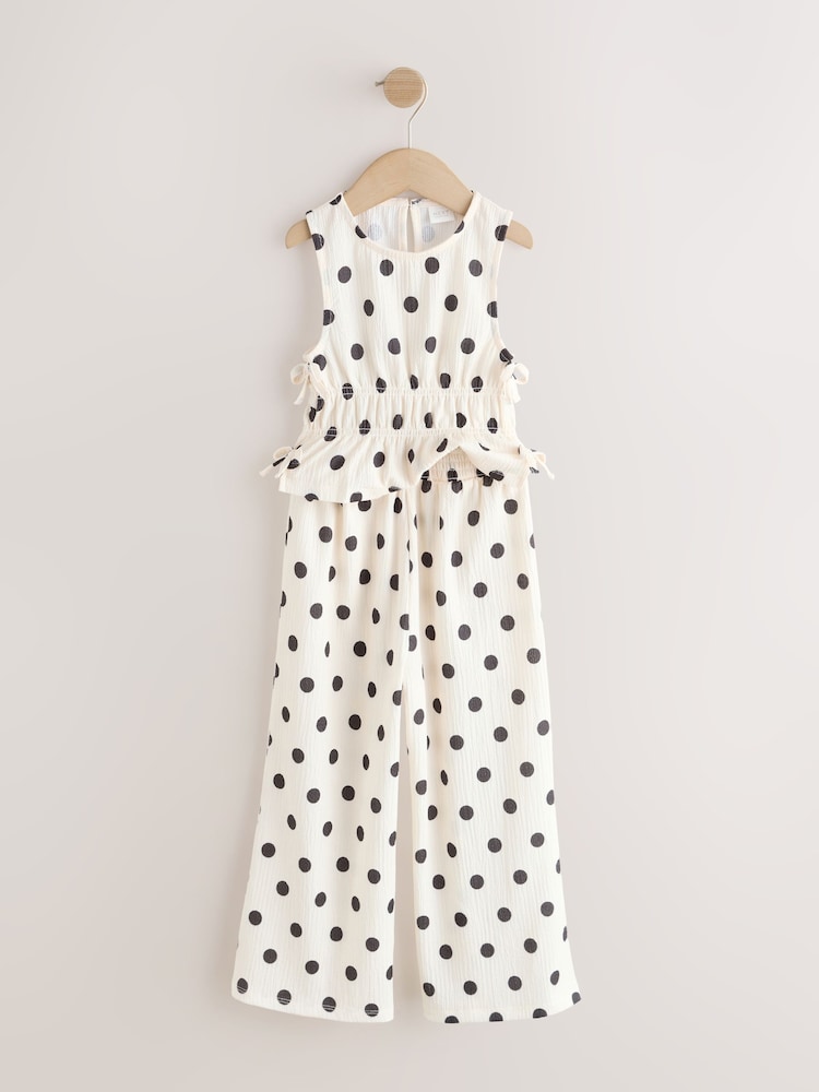 Monochrome Spot Top And Wide Leg Trousers Set (3-16yrs) - Image 2 of 6 Monochrome Spot Top And Wide Leg Trousers Set (3-16yrs) - Image 2 of 6