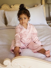 The Little Tailor Kids Satin Button Through Pyjamas - Image 1 of 2