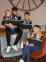 Preto - Suéter com estampa de rena de Natal Fairisle Pattern da The Little Tailor - Imagem 2 de 2