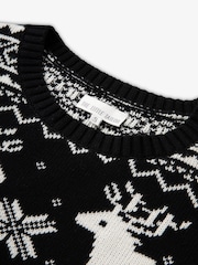 The Little Tailor Black Christmas Reindeer Fairisle Pattern Jumper - Image 7 of 8