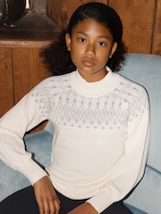 The Little Tailor Kids Smart Fairisle Knit Crew Neck Jumper - Image 1 of 1