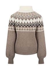 Naravni - The Little Tailor Diamond Fairisle Knitted Christmas Jumper - Slika 6 iz 9