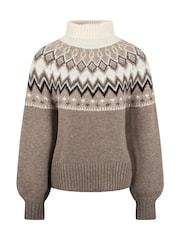 Naravni - The Little Tailor Diamond Fairisle Knitted Christmas Jumper - Slika 7 iz 9