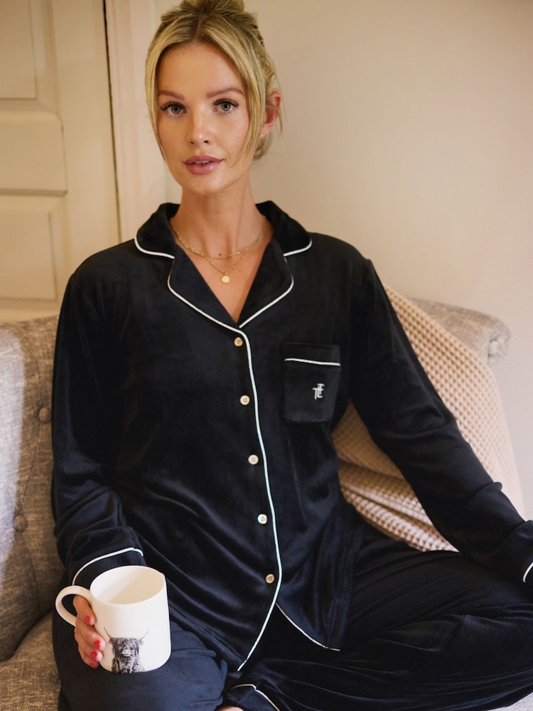 The Little Tailor Luxury Soft Touch Velour Christmas Pyjamas - Image 1 of 14