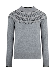 Grau - The Little Tailor Smart Fairisle Funnel Neck Knit Jumper - Bild 5 von 8