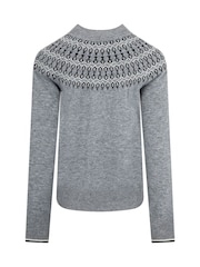Grau - The Little Tailor Smart Fairisle Funnel Neck Knit Jumper - Bild 6 von 8