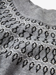 Grau - The Little Tailor Smart Fairisle Funnel Neck Knit Jumper - Bild 7 von 8