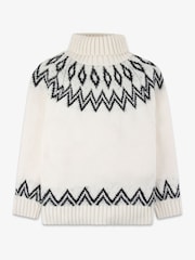 The Little Tailor Kids Cream Diamond Fairisle Knitted Christmas Jumper - Image 1 of 4