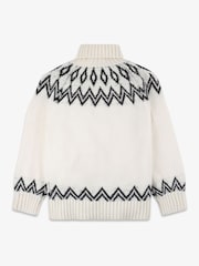 The Little Tailor Kids Cream Diamond Fairisle Knitted Christmas Jumper - Image 2 of 4