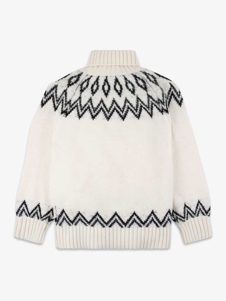 The Little Tailor Kids Cream Diamond Fairisle Knitted Christmas Jumper - Image 2 of 4