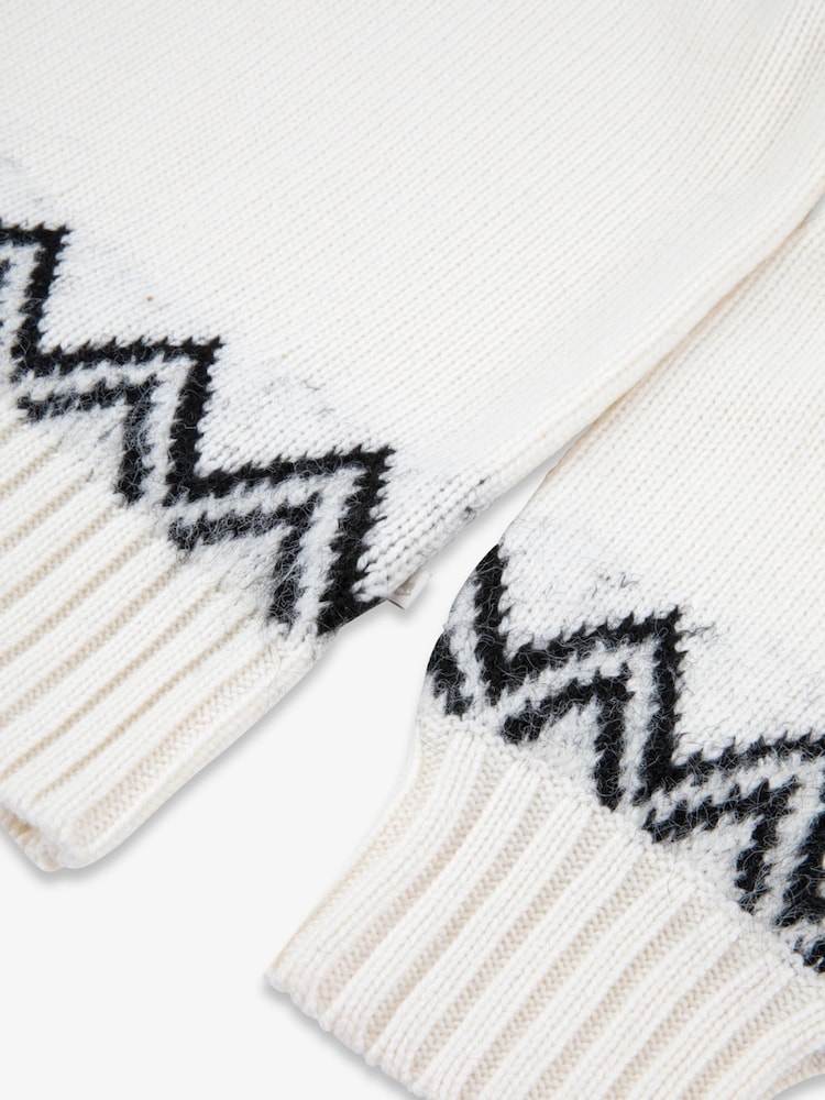 The Little Tailor Kids Cream Diamond Fairisle Knitted Christmas Jumper - Image 4 of 4