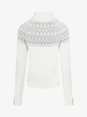 Creme - The Little Tailor Smart Linear Diamond Fairisle Roll Neck Luxury Knit Jumper - Bild 10 von 12