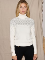 The Little Tailor Smart Linear Diamond Fairisle Roll Neck Luxury Knit Jumper - Image 4 of 8