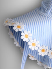 Blå - JoJo Maman Bébé Daisy Trim Seersucker Floppy Sun Hat - Bilde 2 av 3