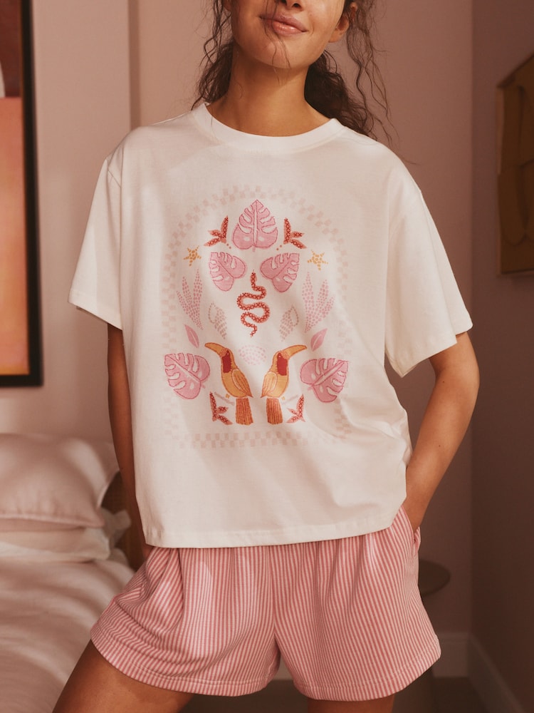 Bath & Body Works Pink Toucan Short Pyjamas Set - Image 2 of 4