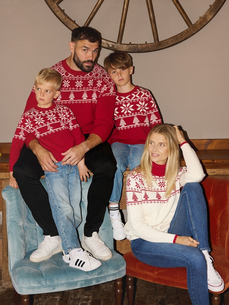 The Little Tailor Red Christmas Half Fairisle Cotton Jumper - Image 3 of 3 The Little Tailor Red Christmas Half Fairisle Cotton Jumper - Image 3 of 3