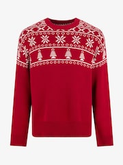 The Little Tailor Red Christmas Half Fairisle Cotton Jumper - Bild 4 von 7