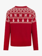 The Little Tailor Red Christmas Half Fairisle Cotton Jumper - Bild 5 von 7