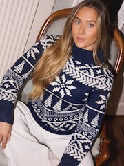 The Little Tailor Chunky Two Tone Fairisle Jumper - Image 2 of 5