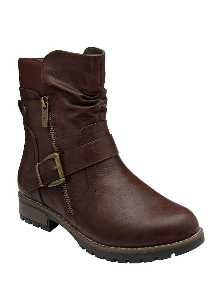 Lotus Brown Wide Fit Casual Ankle Boots - Image 1 of 4