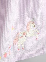 JoJo Maman Bébé Lilac Unicorn Appliqué Frill Sleeve Dress - Image 3 of 4