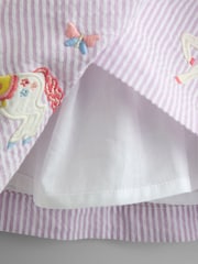 JoJo Maman Bébé Lilac Unicorn Appliqué Frill Sleeve Dress - Image 4 of 4