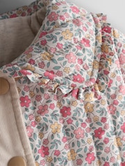 JoJo Maman Bébé Cream Ditsy Floral Quilted Jacket - Image 4 of 9