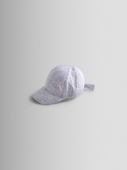 JoJo Maman Bébé Lilac Floral Cap With Bow - Image 2 of 4