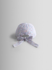 JoJo Maman Bébé Lilac Floral Cap With Bow - Image 3 of 4