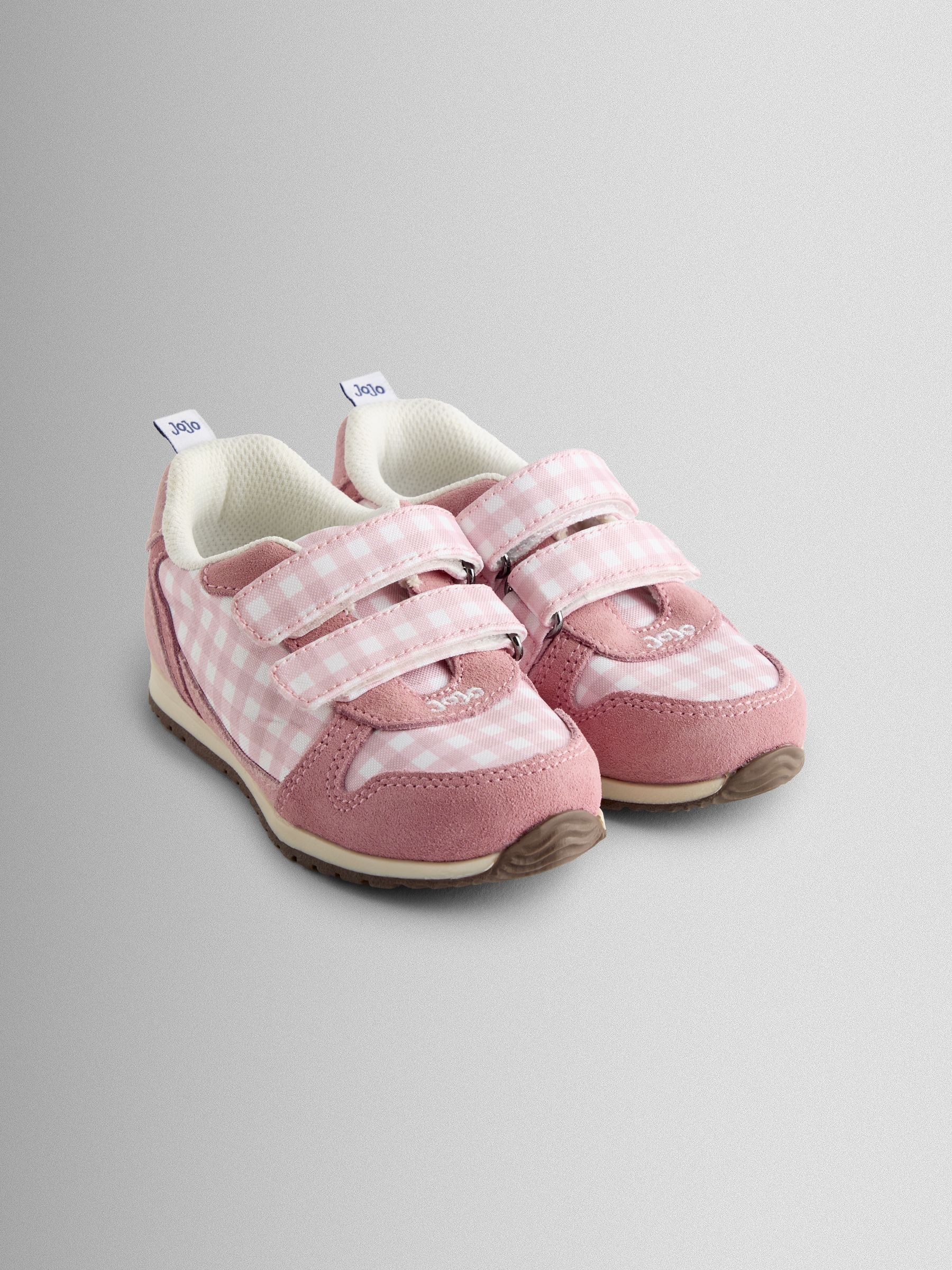 Jojo Maman Bébé Pink Gingham Riptape Trainer