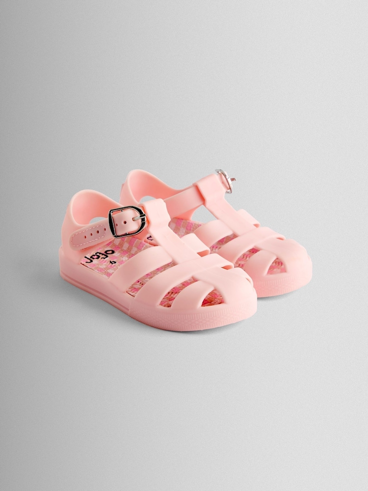 JoJo Maman Bébé Pink Gingham Jelly Sandals - Image 1 of 4